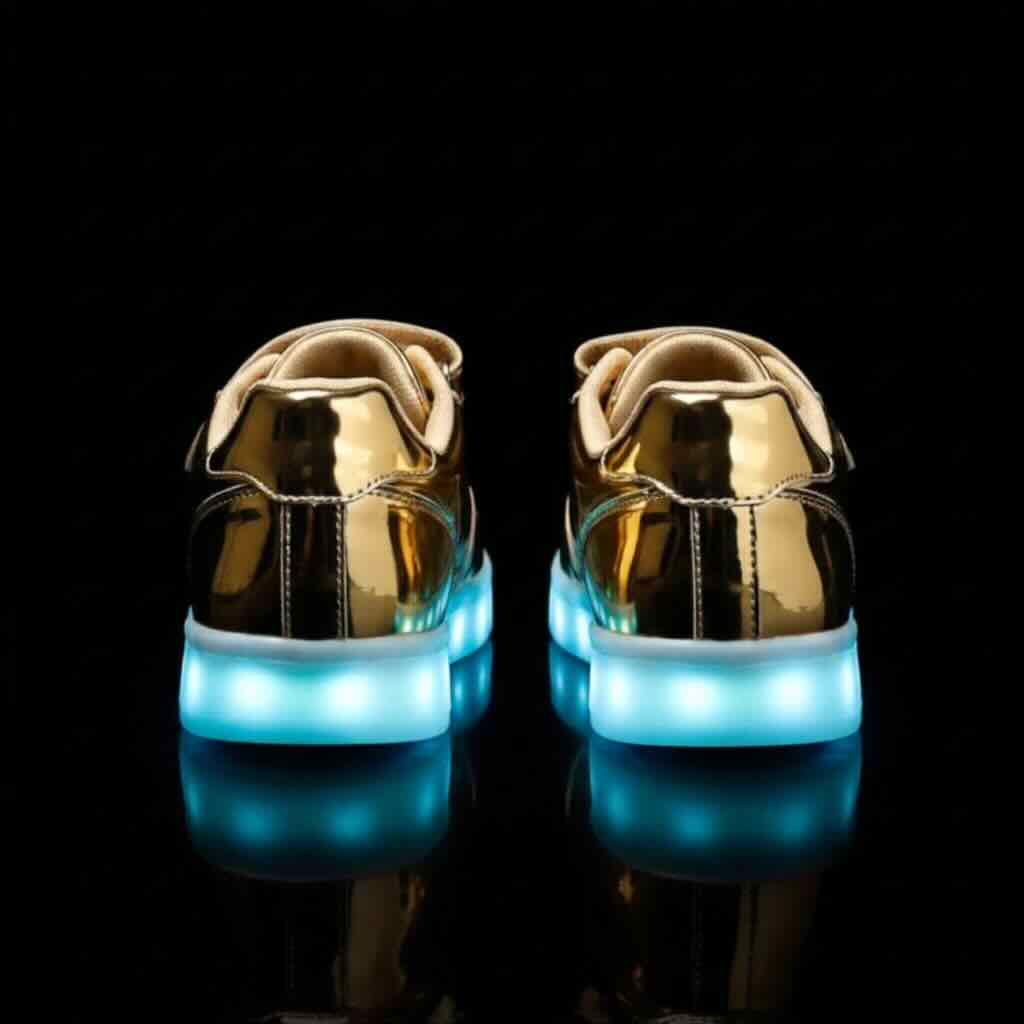 led shoes strap gold platinum back