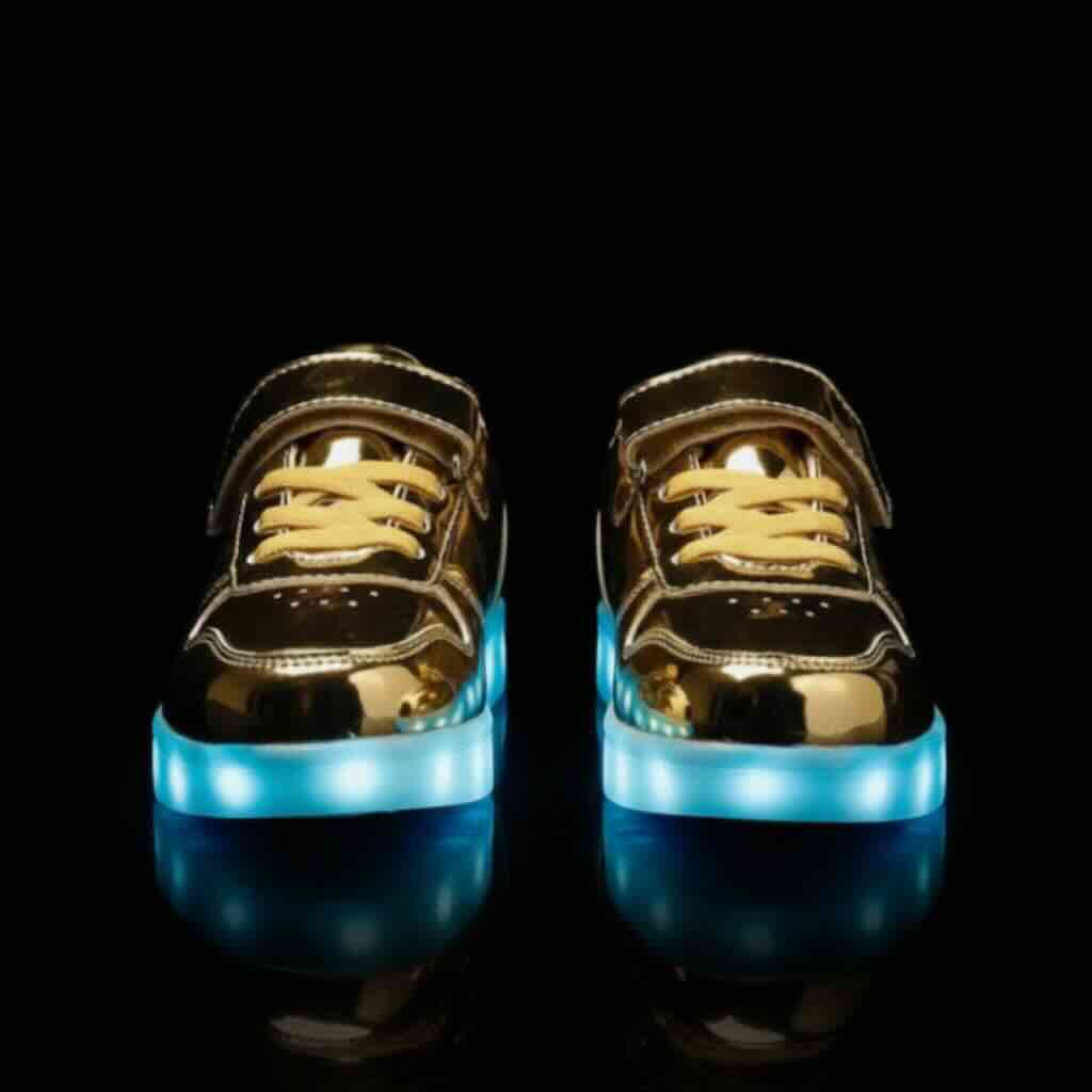 led shoes strap gold platinum front