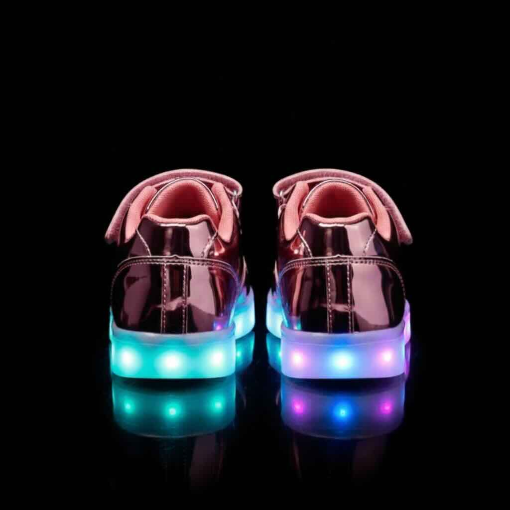 led shoes strap pink platinum back