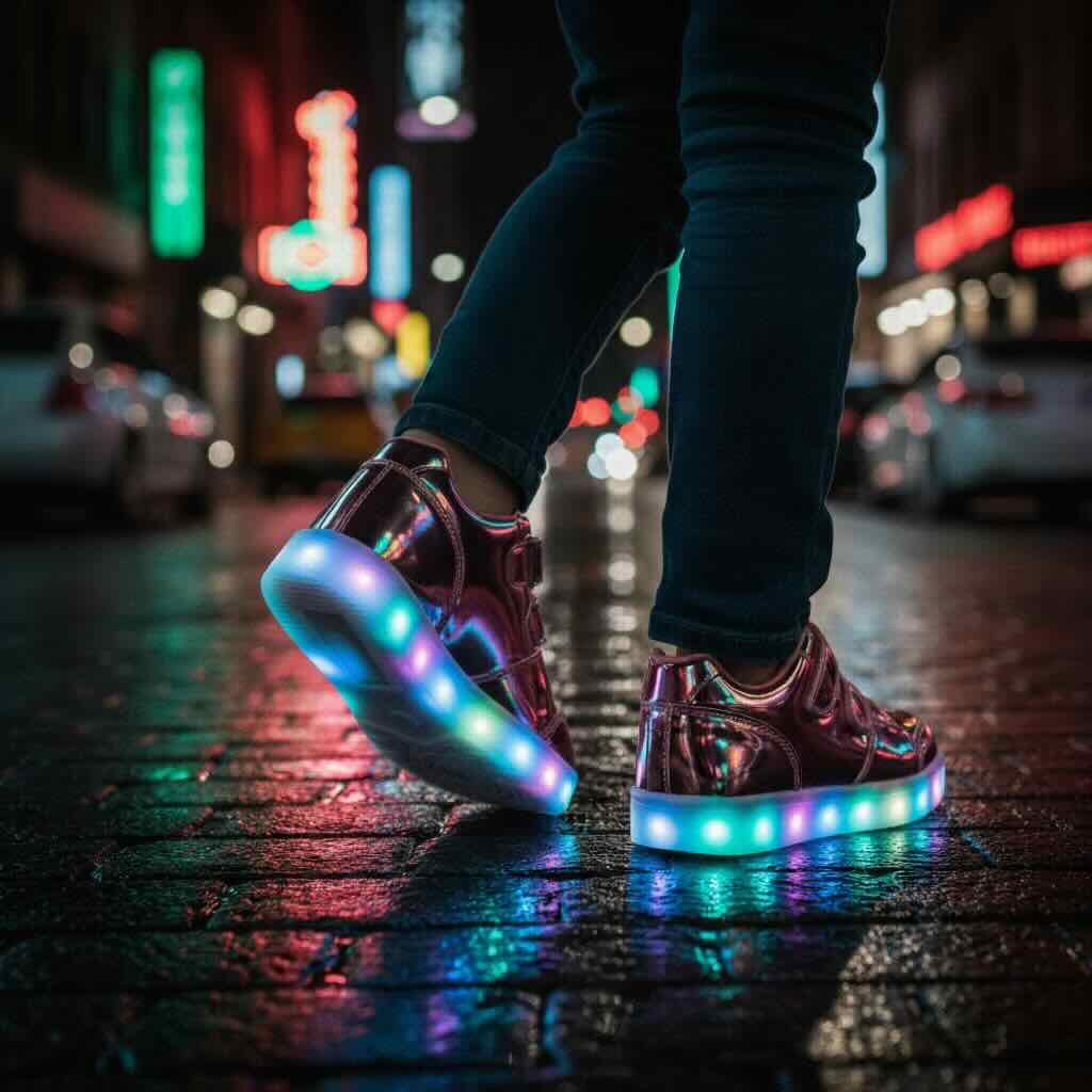 led shoes strap pink platinum lifestyle