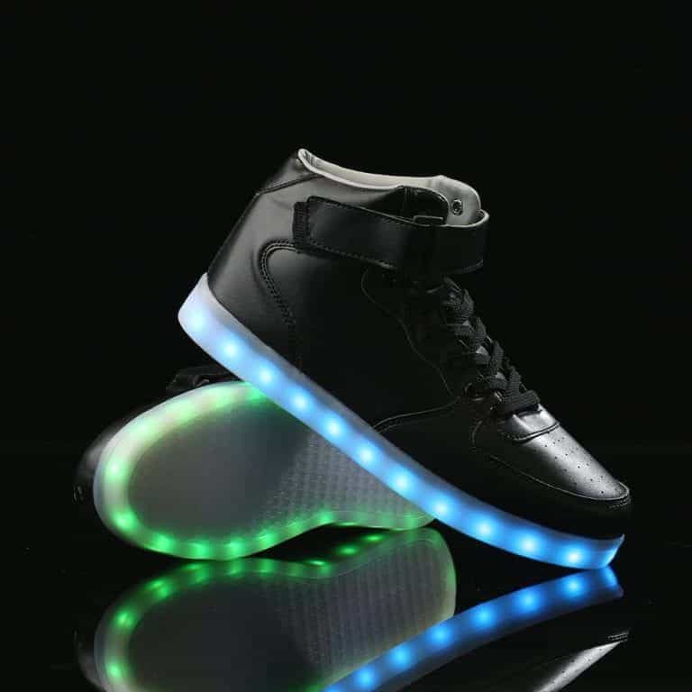 LED Shoes Mens Black High Top Remote