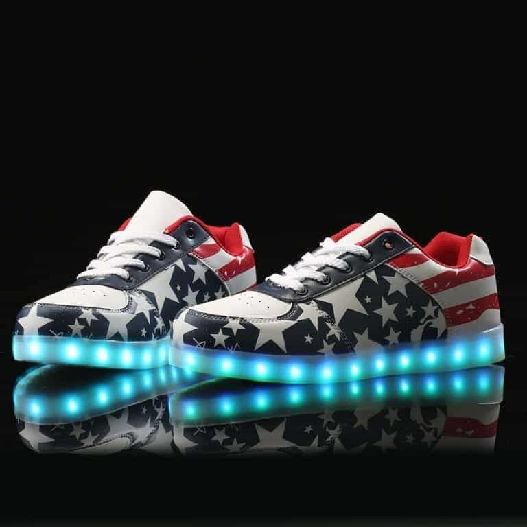 LED Shoes Mens American Flag Low Top