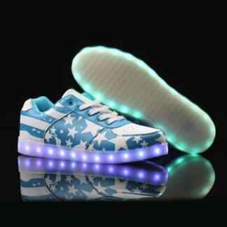 LED Shoes Mens Blue Stars Low Top