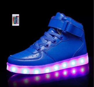 LED Shoes Kids High Top Blue Remote