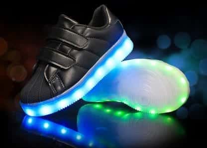LED Shoes Kids Black Straps