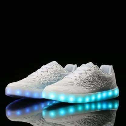 LED Light Up Trainers Women Neon White - Image 6