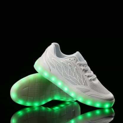 LED Light Up Trainers Women Neon White - Image 4