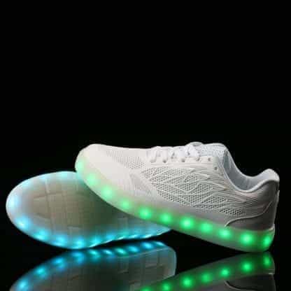 LED Light Up Trainers Women Neon White - Image 3
