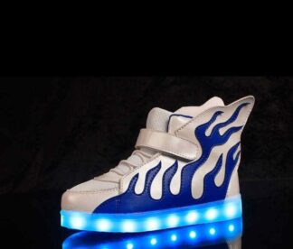 Led Shoes Kids White Flames