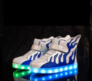 Led Shoes White Kids Flames