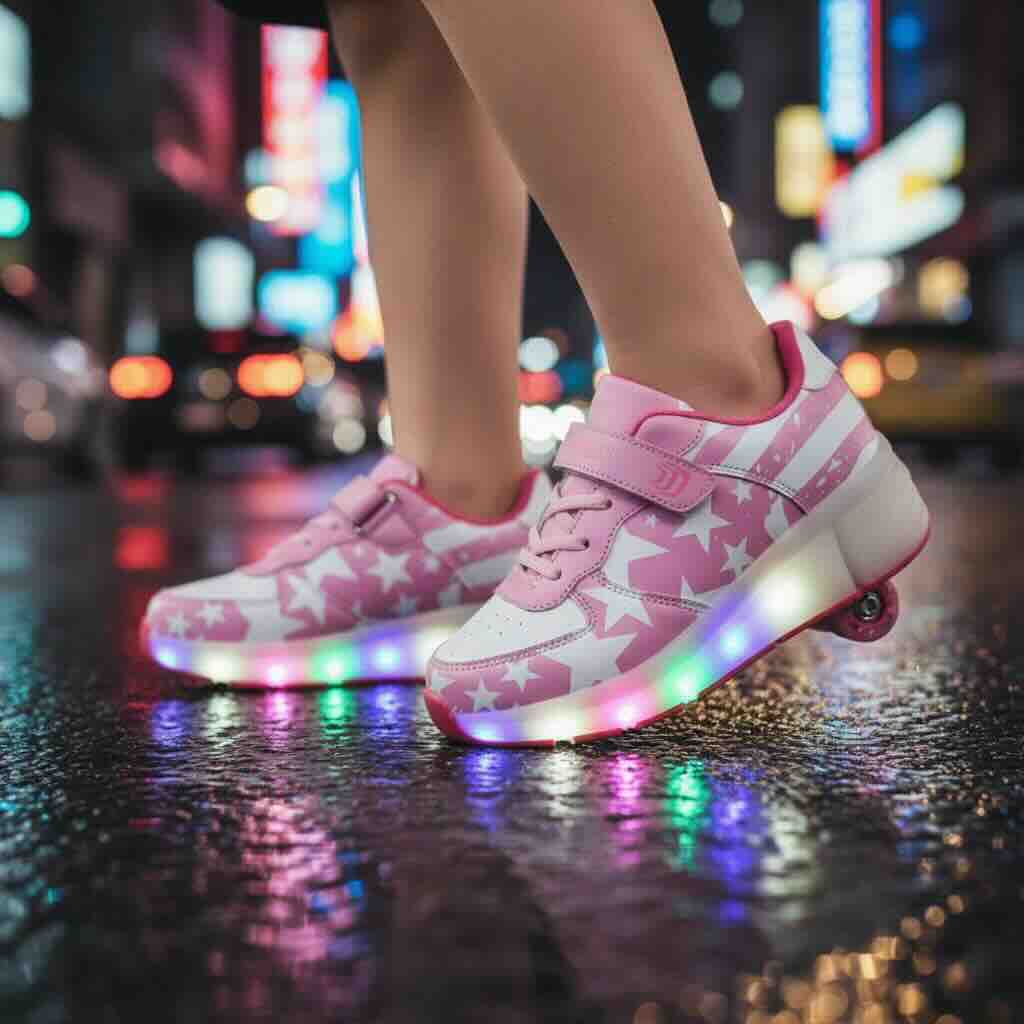 led shoes flag pink rollers lifestyle