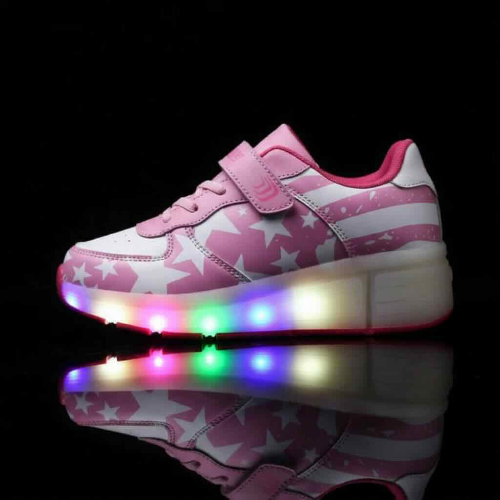 Led Shoes Little Kids Pink Stars Strap Rollers