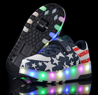 Led Shoes Kids American Flag Rollers