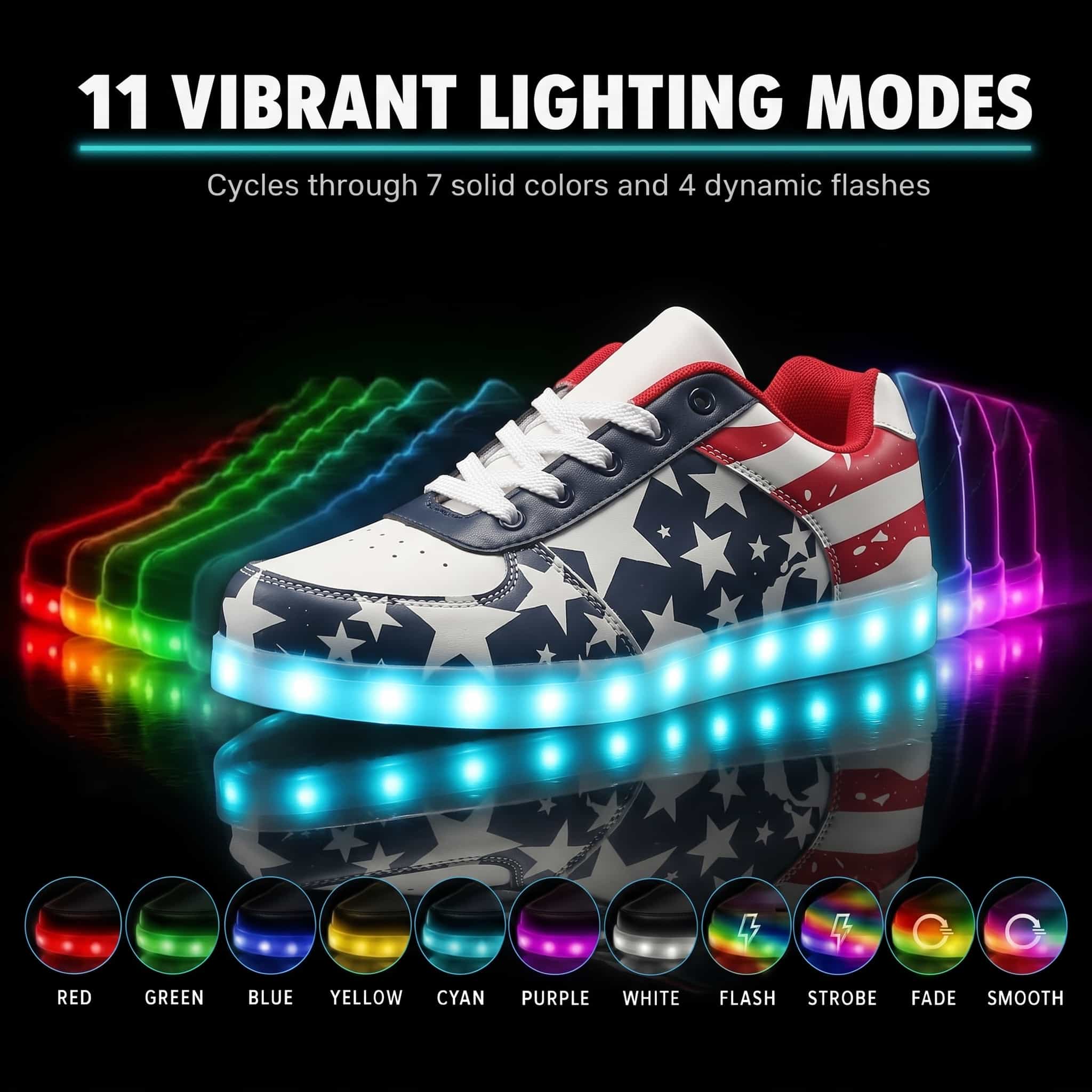 Low top flag light up shoes 1