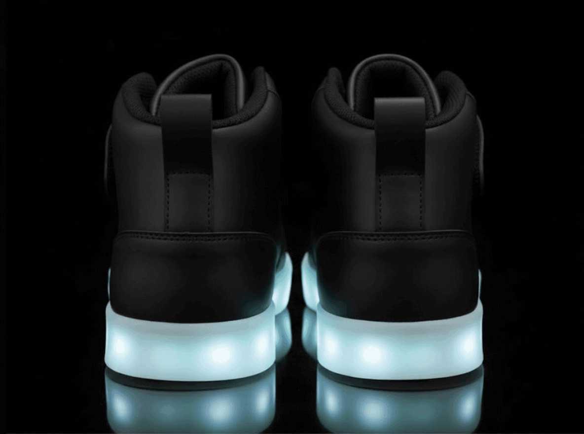 high top black led shoes striker back view
