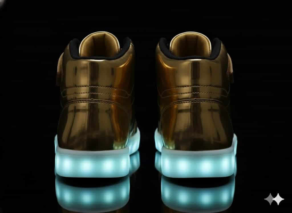 high top gold led shoes striker back view