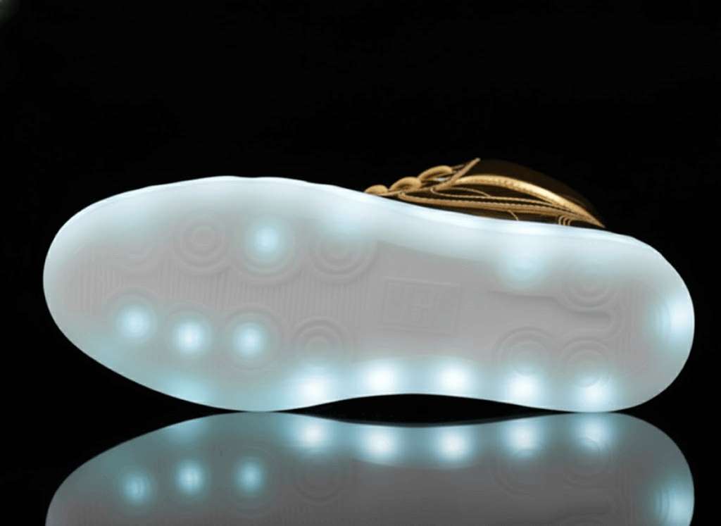 high top gold led shoes striker bottom view