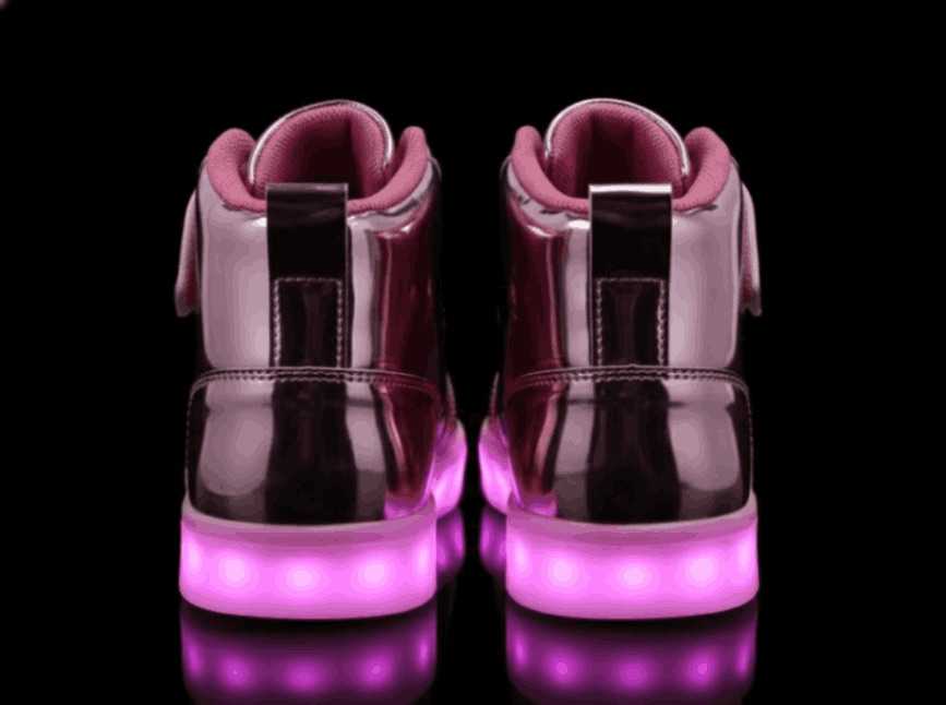 high top pink led shoes striker back view