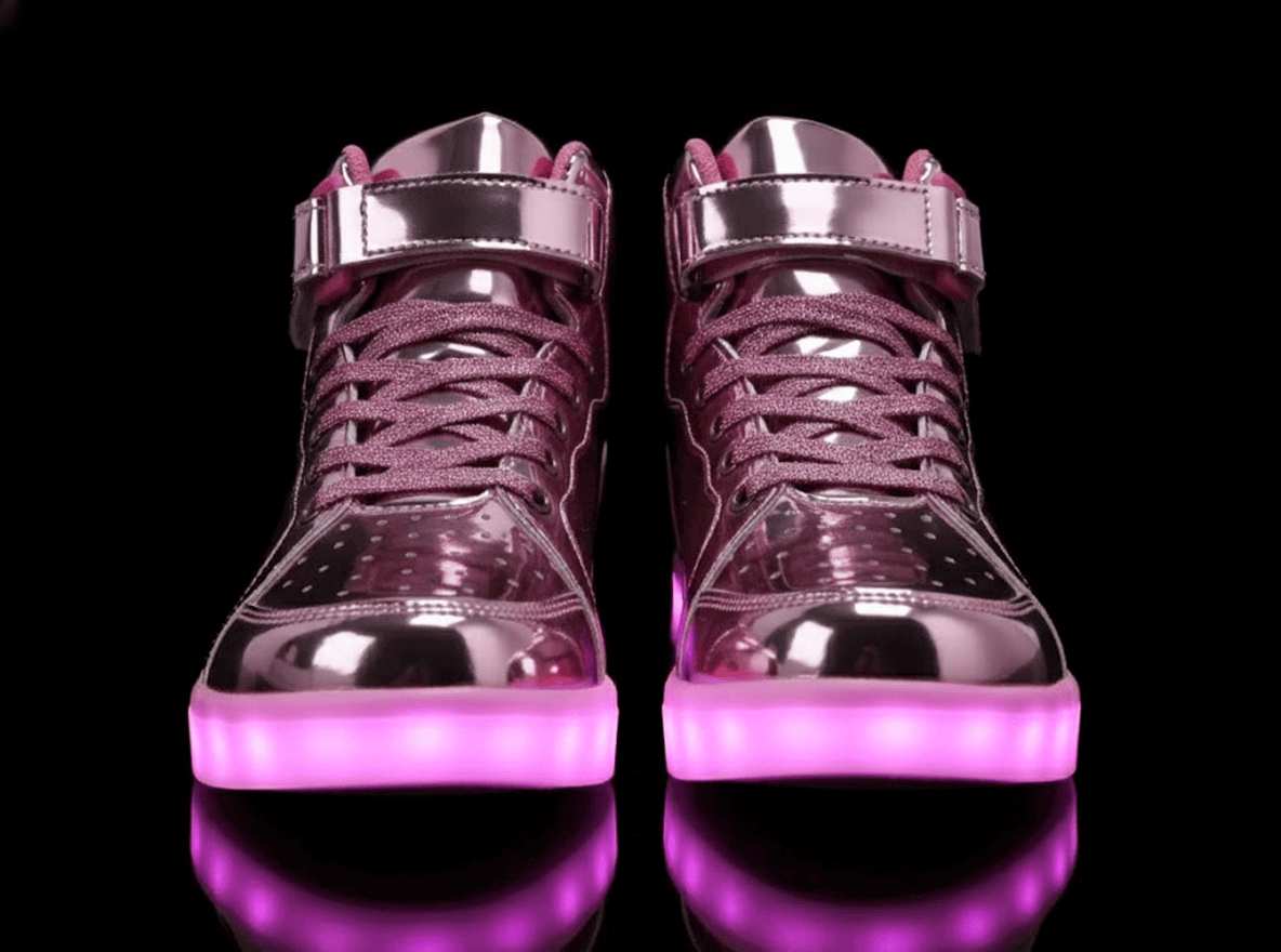 high top pink led shoes striker front view 2