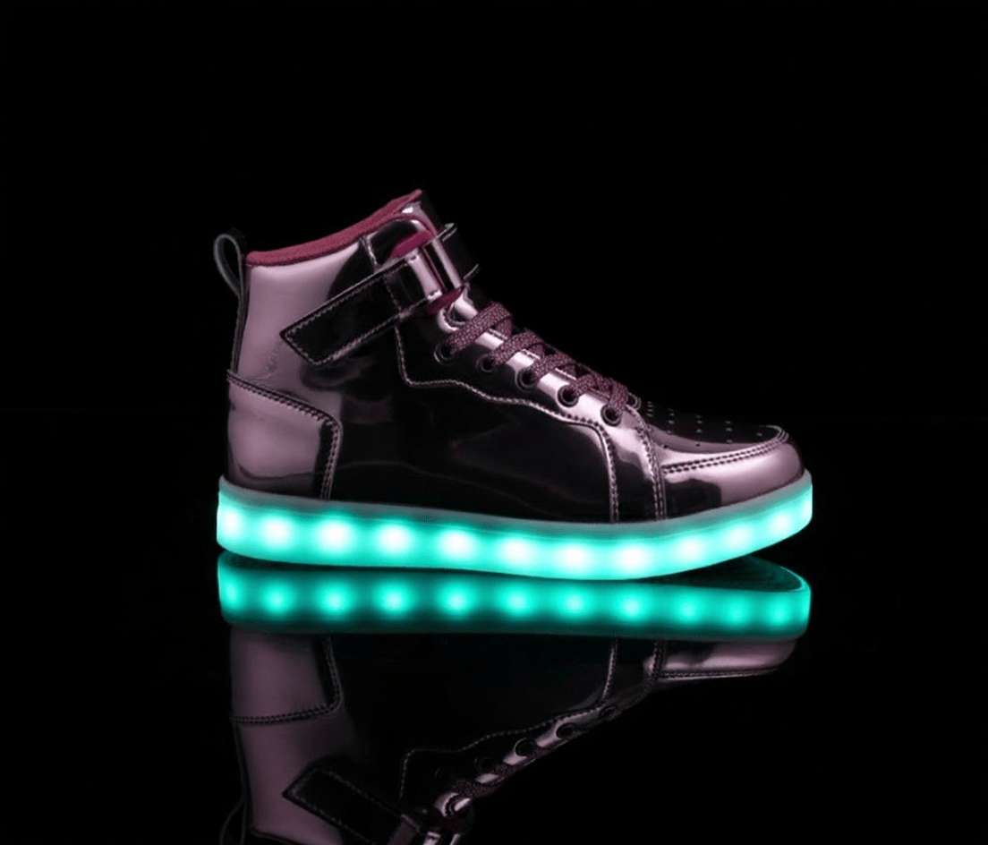 high top pink led shoes striker side view