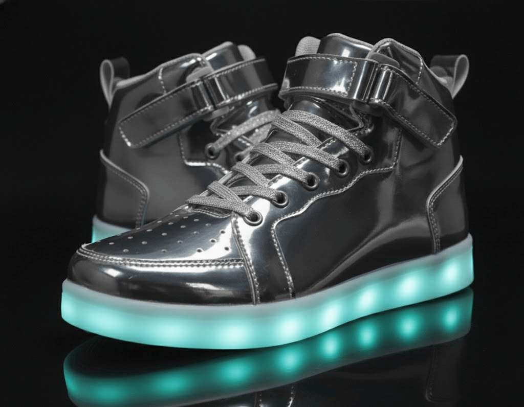 high top silver led shoes for little kids