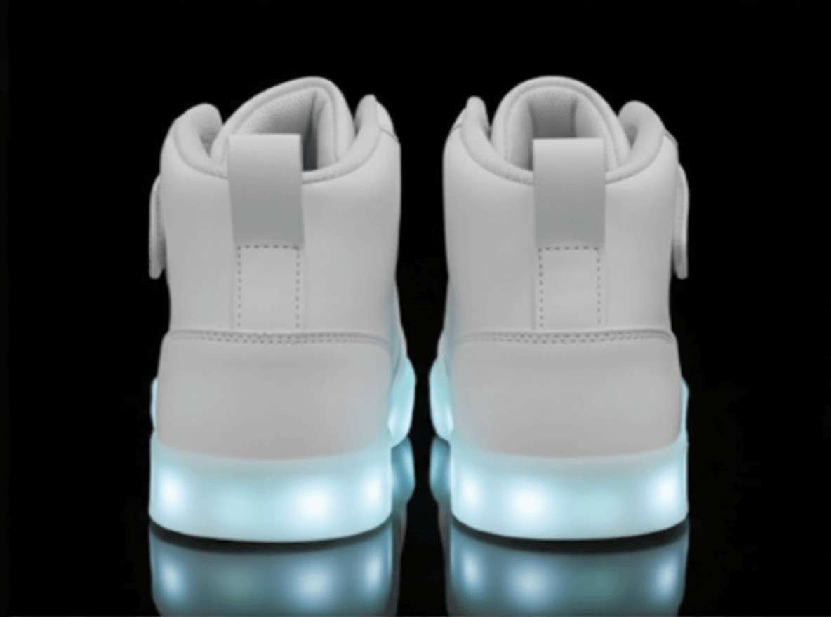 high top white led shoes striker back view