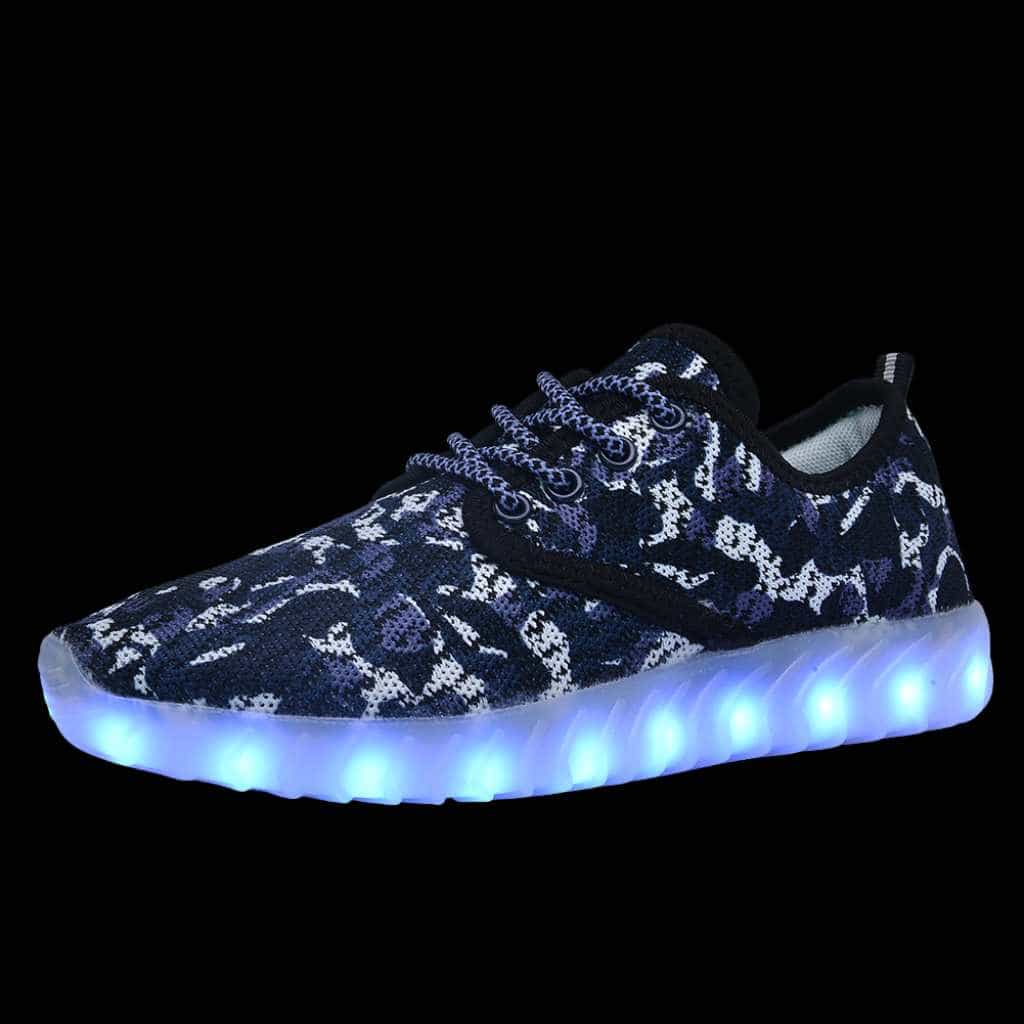 Led Shoes Blue Camo Women Fly Knit