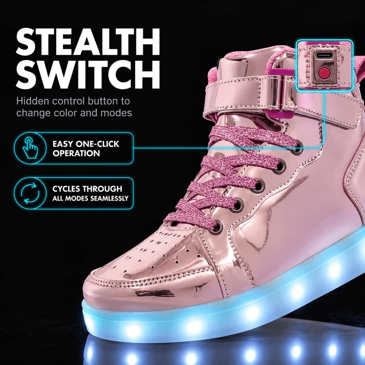 High top pink striker light up shoes switch 2