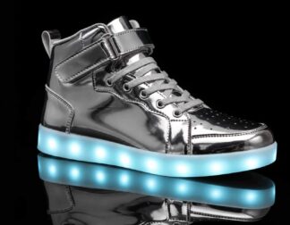 LED Shoes Women Silver High Top Striker