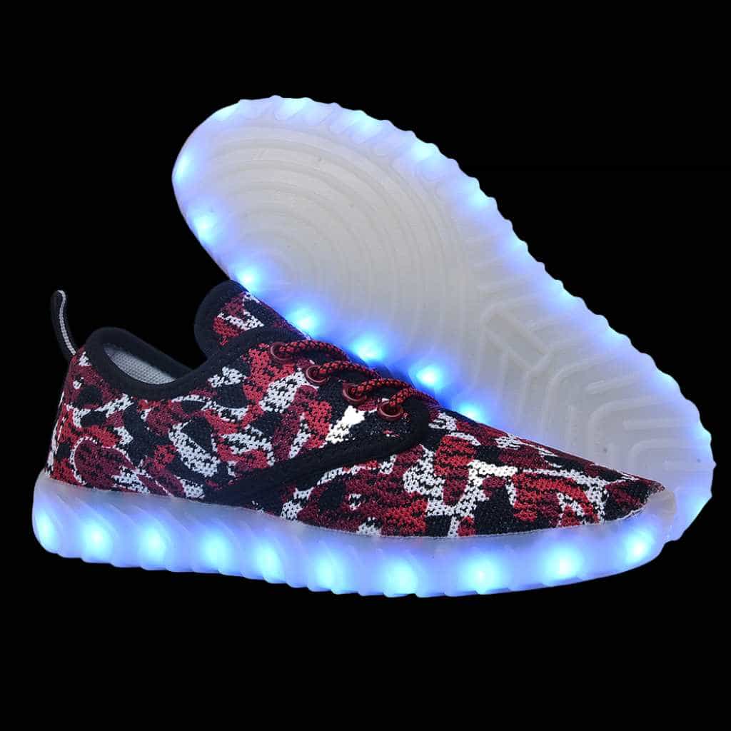Led Shoes Red Camo Men Fly Knit